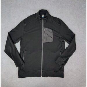 Icebreaker Mens Momentum Cool-Lite Full Zip Sz (L) Merino Wool Blend Black EUC